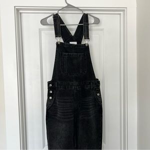 Black denim overalls